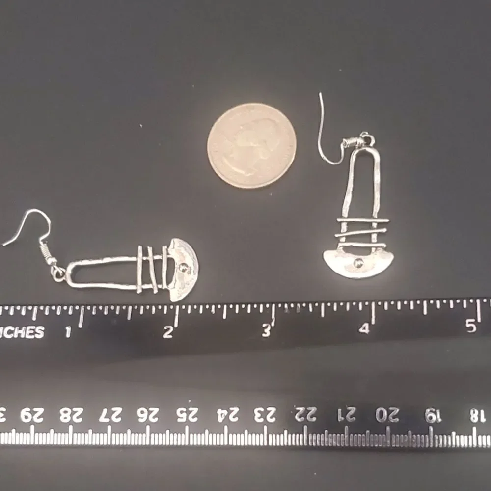 New Women's Bohemian Style Vintage looking Silver Drop Earrings hook design - Picture 5 of 9